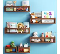 HOMEY PANDA 4 + 2 mensole galleggianti per libri da parete: 4 ripiani lunghi e 2 mini, libreria per bambini e bambini, libreria per cameretta dei bambini, libreria per cameretta dei bambini (6 in 1