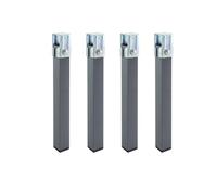 Homey - Set di 4 gambe quadrate con morsetto per rete da 30 x 30 mm, altezza 27 cm, grigio