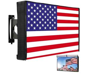 HOMEYA 600D - Copertura per schermo TV da esterno, bandiera americana da 76,6 a 81,2 cm, resistente alle intemperie, con cerniera frontale e velcro sul fondo, esterno per TV LED LCD a schermo piatto
