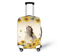 Homeyang Copri Valigia Cavallo Giallo Girasole Coprivaligia Lavabile Elastic Poliestere Spandex Riusabile 18-32 Pollici Proteggi Copertura Valigia per Bagagli da Viaggio (L)