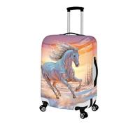 Homeyang Copri Valigia Cavallo Rosa Arancione Coprivaligia Elastica e Lavabile Poliestere Riusabile per 18-32 Pollici Proteggi Anti-Graffi Copertura Valigia per Viaggi Vacanze (M)