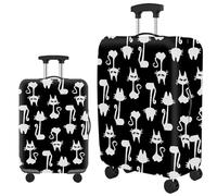Homeyang Copri Valigia Gatto Animale Nero Coprivaligia Lavabile Elastic Poliestere Spandex Riusabile 18-32 Pollici Proteggi Copertura Valigia per Bagagli da Viaggio (L)