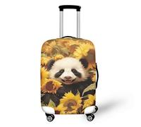 Homeyang Copri Valigia Panda Giallo Girasole Coprivaligia Elastica e Lavabile Poliestere Riusabile per 18-32 Pollici Proteggi Anti-Graffi Copertura Valigia per Viaggi Vacanze (M)