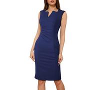 HOMEYEE Vestito da Donna Elegante con Scollo V Vestito Cocktail Tubino Aderente retrò Estivi Abito da Sera B722 (XL, Blu Scuro)