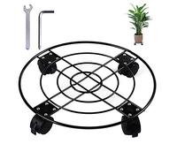 Homeyi Portavasi per piante con ruote, in metallo resistente, grande, in ferro, per interni ed esterni, giardino, patio, vaso da fiori, regolabile, ruote con bloccaggio, colore nero, 33 cm