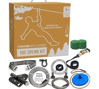 HomeZiplines Zip Line per bambini e adulti fino a 158,8 kg - 30,5/60,8 m - installazione rapida Zipline per bambini e adulti - 100% antiruggine W/imbracatura di sicurezza - Zip Line per adulti - Kit