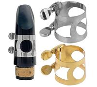homfanseec 2 legature per clarinetto e bocchino per clarinetto B, piatta, con viti regolabili, per bocchino per clarinetto, strumento a fiato (argento + oro)