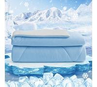 HOMFINE Coperta Refrigerante Letto - Super Morbido Coperta Estiva Matrimoniale Q-Max>0,4 Fresca Coperta Estiva di Rinfrescante Cooling Blanket Traspirante Coperte Estive, Blu, 270 x 230 cm