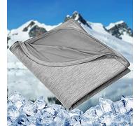 HOMFINE Coperta termica per dormienti caldi - Coperta estiva leggera con Q-Max giapponese > 0,43 fibre fredde, 2 in 1, double face, coperta da viaggio, Grigio, 130 X 170 CM