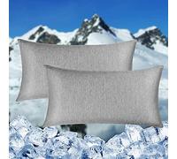 HOMFINE Federe Fibre di Rafffreddamento - 2 Pezzi Giapponese a Raffreddamento Naturale, Tessuto Ipoallergenico e Traspirante Indicato per la Cura dei Capelli e della Pelle, Grigio 40 X 80 CM