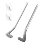 Homgaty Confezione da 2 scopini da golf con manico lungo, scopino per WC in silicone flessibile pieghevole per WC da golf, scopino per la pulizia del bagno 360 senza vicoli ciechi da montare a parete