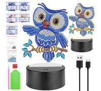 Homgaty Diamond Painting Kit Completo con Luce Notturna Bambini, Giochi Creativi per Bambine 5-12 Anni, 16 Colori LED Regolabile, Regalo per Natale/Compleanno Tanti Disegni (Gufo)