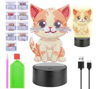 Homgaty Diamond Painting Kit Completo con Luce Notturna Bambini, Giochi Creativi per Bambine 5-12 Anni, 16 Colori LED Regolabile, Regalo per Natale/Compleanno Tanti Disegni (Gattino)