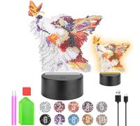 Homgaty Diamond Painting Kit Completo con Luce Notturna Bambini, Giochi Creativi per Bambine 5-12 Anni, 16 Colori LED Regolabile, Regalo per Natale/Compleanno Tanti Disegni (Cucciolo e Farfalla)