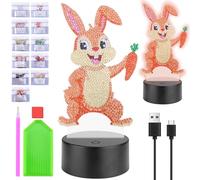 Homgaty Diamond Painting Kit Completo con Luce Notturna Bambini, Giochi Creativi per Bambine 5-12 Anni, 16 Colori LED Regolabile, Regalo per Natale/Compleanno Tanti Disegni