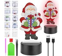 Homgaty Diamond Painting Kit Completo con Luce Notturna Bambini, Giochi Creativi per Bambine 5-12 Anni, 16 Colori LED Regolabile, Regalo per Natale/Compleanno Tanti Disegni (Babbo Natale)