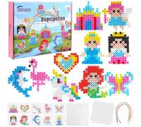 Homgaty Perline da Stirare 10 mm, Oltre 1000PZ con Piastre e Accessori, Grandi Perle per Bambini, Set Creativo Fai da te con Tanti Modelli, Ideale dai 3 Anni in Su (Principessa e Castello)