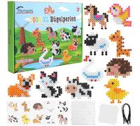 Homgaty Perline da Stirare 10 mm, Oltre 1000PZ con Piastre e Accessori, Grandi Perle per Bambini, Set Creativo Fai da te con Tanti Modelli, Ideale dai 3 Anni in Su (Animali da Fattoria)