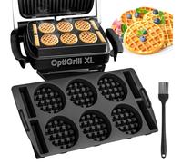 Homgaty Piastre per waffle compatibili con Tefal OptiGrill XL, 4 in 1 XL, 2 in 1 XL, Elite XL, Plus + XL, Elite Plus XL, inserto per waffle e pennello da cucina in silicone per waffle belghe,