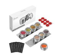 HOMGEN 8PZ Barattoli per Condimento Magnetici in Acciaio Inox Porta Spezie 100ML con Fori Regolabili Contenitore Porta Spezie Sale Zucchero Pepe Scatole per Spezie Magnetiche a Cucina con Etichette