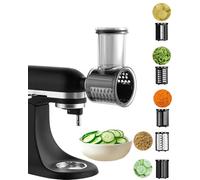 HOMGEN Accessorio Affettaverdure Taglia Verdure Attacco Tritatutto per Impastatrici KitchenAid Attacco per Grattugia in Acciaio Inox Affettatrice Mandolina con 5 Lame Staccabili