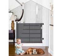 HOMGEN Cancello per Scale Retrattile Durevole Cancello Retrattile per Bambini 180cm con manopole Facile da Installare Cancello Retrattile per Cani Alto 86cm Cancello Retrattile Antistrappo -Nero