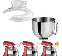 HOMGEN Ciotola in acciaio inox adatta per mixer KitchenAid da 4,5-5 QT con testa inclinabile lavabile in lavastoviglie 5 litri ciotola Kitchenaid viene fornita con spazzola per la pulizia e scudo