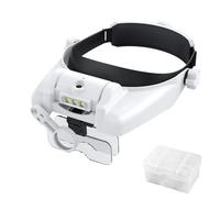 HOMGEN Lente di ingrandimento per testa con lente di ingrandimento con luce LED, con testa di aggiornamento ricaricabile, 5 lenti per fai da te, lettura ravvicinata