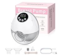 HOMGEN Tiralatte Elettrico Portatile a Mani Libere con Display a LED Pompa Latte a Mani Libere con 4 Modalità e 12 Livelli Tira Latte Indossabile Wireless Ultra Silenzioso Ricaricabile - Bianco