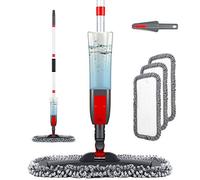 Homgif Spray Mop, Scopa Lavapavimenti a Spruzzo con 380-450ml Flacone Spray e 3 Riutilizzabile Tamponi di Ricambio, Mop Lavapavimenti per Casa, Cucina, Legno Duro, Laminato, Legno, Ceramica (Rosso)