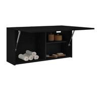 Homgoday Armadietto da bagno nero 80 x 25 x 40 cm in legno di ingegneria, armadio da parete da bagno con anta e mensola, organizer per mobili da appendere per soggiorno