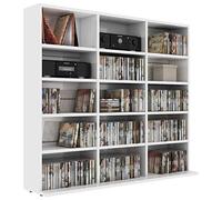 Homgoday Armadietto Libreria Vetrina, Libreria Verticale Salvaspazio Libreria Scaffale, Mobile Porta CD Libreria da Terra per Soggiorno Camera Ufficio, Bianco Lucido 102x23x89,5 cm in Multistrato