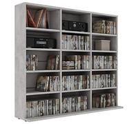 Homgoday Armadietto Libreria Vetrina, Libreria Verticale Salvaspazio Libreria Scaffale, Mobile Porta CD Libreria da Terra per Soggiorno Camera Ufficio, Grigio Cemento 102x23x89,5 cm in Multistrato