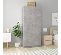 Homgoday Armadio Grigio Cemento 90x52x200 cm in Truciolato, Armadietto Armadio Ripostio, Ripiani per Armadio Armadietto Interno, Mobili da Giardino,Portascope per Bagno Interno Casa,Mobili Interni