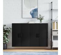 Homgoday Arredamento a Parete 2 pz Neri 69,5x34x90 cm, Mensola da Muro, Mensole da Parete, Scaffale da Parete Appendere Ripiano per Ingresso Ripiano p