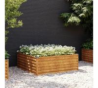 Homgoday Arredamento Fioriera Rialzata da Giardino 100x100x36 cm in Aiaio Corten, Fioriera da Esterno Fioriera Balcone Fioriera Grigliato per Giardino