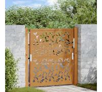 Homgoday Arredo Cancello da Giardino 105x105 cm Acciaio Corten Design a Foglia,Arredo Cancelletto Giardino Esterno, Cancello Esterno,Cancello Pedonale da Esterno