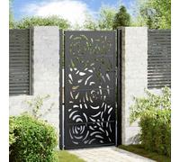 Homgoday Arredo Cancello Giardino Nero 105x180 cm in Acciaio Design a Fiamma,Arredo Cancelletto Giardino Esterno, Cancello Esterno,Cancello Pedonale da Esterno