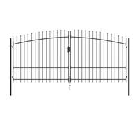 Homgoday Cancello per Recinzione da Esterno,Cancello Doppio con Punte a 400x225 cm,Cancello per Giardino, Porta Staccionata Pedonale Barriera per Cortilev q