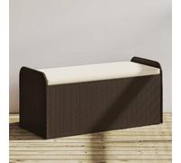 Homgoday Cassapanca con Cuscino Marrone 115x51x52 cm in Polyrattan, Arredo, Credenza Armadio da Cucina, Libreria Mobiletto Portaoggetti Ripiani Salvaspazio Mobiletto Armadio di Stoccaggio