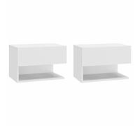 Homgoday Comodino sospeso da parete, comodino sospeso, cassettiera, mensola sospesa per interni camera da letto, 2 pezzi, bianco lucido
