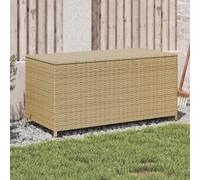 Homgoday Contenitore da Giardino Beige Misto 190L in Polyrattan, Cassapanche e Bauli per Esterni, Contenitore da Giardino, Porta Attrezzi da Giardino, Pouf da Esterno, Cassapanca da Esterno