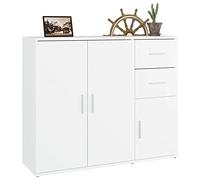 Homgoday Credenza Armadio da Cucina Bianca, Mobiletto Portaoggetti Ripiani Salvaspazio Mobiletto Armadio di Stoccaggio per Soggiorno Camera Ufficio 91x29,5x75 cm in Legno Multistrato