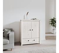 Homgoday Credenza Credenza Cucina Credenza Soggiorno Madia Cucina Madia Soggiorno Madie e Credenze Credenza Cucina Salvaspazio Credenza Moderna Bianca 83x41,5x100 cm in Legno Massello di Pino