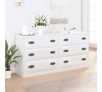 Homgoday Credenze 2 pz Bianco Lucido in Legno Multistrato, Interno Armadio di Stoccaggio, Credenza Armadio da Cucina, Salvaspazio Mobiletto, per Soggiorno, Camera, Ufficio