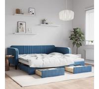 Homgoday Divano Letto Estraibile con Cassetti Blu 100x200 cm in Velluto, Sofa Divano Letto, Divanoletto, Pronto Letto, Struttura Divano Letto, Letto Giroletto Telaio M-3197117