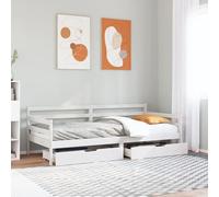 Homgoday Dormeuse con Cassetti Bianco 90x190 cm Legno Massello di Pino