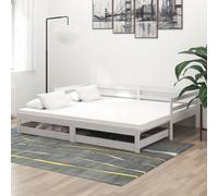 Homgoday Dormeuse Estraibile 2x(90x200) cm Bianca in Massello di Pino
