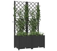 Homgoday Fioriera da Giardino con Graticcio, Fioriera da Esterno, Fioriera Balcone, Fioriera Grigliato per Giardino, Portavasi Rettangolari Balconiera Grande Nero 80x40x136 cm in PP