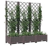 Homgoday Fioriera da Giardino con Graticcio, Fioriera da Esterno, Fioriera Balcone, Fioriera Grigliato per Giardino, Portavasi Rettangolari Balconiera Grande Marrone 120x40x121,5cm in PP